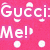 Four distinct text-based arranged in a on a pink background with green dots