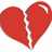 A red broken heart icon with pink pixelated text reading "and it broke my heart when he said just friends" on a white background.