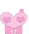 Pink heart-shaped icon with smaller hearts on its surface, featuring a small pink heart floating above and two additional hearts floating below in sequence.