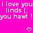 A static image with a bright pink background displaying repeated white text and heart symbols in a pattern