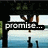 Pixelated image showing a sign with 'I promise...' text over a beach scene background.