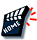 A clapperboard icon with 'HOME' text on a blue , showing red motion lines on the left frame and no motion lines in the right frame