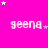 A bright pink background with white pixelated text 'geena' repeated in a , surrounded by white and pink star shapes in various positions