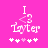 Pixelated pink background with white text 'I <3 Layer' and five star-like symbols below, where the third symbol changes from light pink to white between frames.