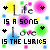 Animated contact sheet showing two frames of a pixelated buddy icon with text "Life is a song love is the lyrics" surrounded by colorful shapes and hearts.