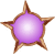 A static pixelated star with a purple gradient center and brown outer points on a gray background.
