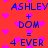 Red background with pink hearts and blue text reading 'ASHLEY + DOM = 4 EVER' repeated twice in a pattern