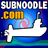 Pixelated graphic with 'SUBHOODLE' text above '.COM' in yellow, a white ship silhouette, and a blue background with pink swirls.