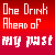 Animated text sequence on red gradient background with white and black pixelated letters cycling through phrases like "One Drink Ahead of my past" and "Away From the end."