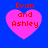 Four identical pink heart shapes on a blue background, each containing red text reading "Evan and Ashley" in pixelated font.