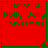 Red square with green border displaying "Have A Holly Jolly Christmas" text and small tree icon in bottom-right corner.