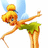 Pixelated fairy character with blonde hair in bun, green dress, and translucent blue wings stands on white background, next to blue with text
