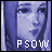 Pixelated blue-toned image of a female character with long hair, showing text variations below her face across six