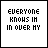 25 identical pixelated text displaying 'EVERYONE KNOBS IN IN OVER MY' with colorized letter accents and subtle animation effects