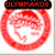 Red circular icon with white inner circle and text, featuring a stylized map outline and 'OLYMPIAKOS' text at top, displayed in a