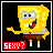 Pixelated Spongebob Squarepants character in two side-by-side frames with red text "SEXY?" below, one frame bordered white and the other red on black background.