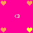 Pixelated heart and '<3' icons on a bright pink background, with yellow hearts appearing in the center.
