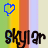 Animated sequence of a name in stylized text with blue heart symbols on striped backgrounds, showing color variations across frames.