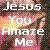 Pixelated image with white text reading "Jesus You Amaze Me" over a multicolored pixel background.