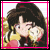 Pixelated anime-style character with long brown hair holding a small round object, displayed within pink border on black background.