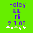 Green background with purple text 'Haley', 'BB', 'Eli', and '2.1.08' above five white plus signs, one of which is light green.