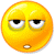 Three yellow circular faces with closed eyes and neutral mouths on a gray background, each showing distinct eye positions.