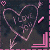 Animated contact sheet of six frames showing a pink heart-shaped icon with 'LOVE YOU' text, arrows, and hearts on dark background.