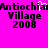 Pixelated text on bright pink background with a white cursor blinking over 'Antiochia' in the left