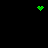 Green pixelated shapes on black background: heart, starburst, and scattered dots.