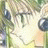 A 48x48 pixel buddy icon split into two frames showing a character's face on the left and text on the right, with visible pixelation and dithering effects.
