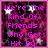 Pixelated text in bright pink on a dark purple starry background with white stars, arranged across three