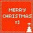 Red square icon with white dotted border displaying "MERRY CHRISTMAS =]" text and a small white Christmas tree with a star on top in the bottom-right corner of the left