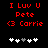 Red pixelated text on black background with two of heart symbols, one showing a grayed-out heart in the third position
