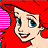 A 48x48 pixel animated buddy icon featuring a cartoon character with red hair and blue eyes, displayed as two side-by-side frames showing slight facial expression changes against a solid red background.
