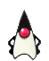 A cartoon character with a black pointed hat, red circular eye, and white body performs various hand gestures