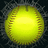 A bright yellow softball with brown stitching on a dark background, next to a yellow with black pixelated text reading 'You wish you hit like a GIRLL!!!'
