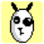Pixelated cartoon animal face with two expressions on yellow background, left frame neutral, right frame yawning.