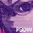 Pixelated purple-toned image of a person's face repeated in a with text "PSOIM" overlaid on each section
