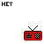 Animated contact sheet of pixel art icons featuring red and black radios with blue screens, displaying sequential text changes from "HEY MAN LOOK AT ME ROCKIN OUT" to "I'M ON THE RADIO" and "I'M ON THE VIDEO".