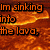 A pixelated image of flowing lava with overlaid text and a red heart symbol.