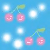 Static pixel art icon of two cherry clusters on a blue background with white circular highlights.