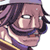 Pixelated 50x50 AIM buddy icon of a character with purple hair, glasses, and a yellow-accented outfit against white background.