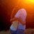 A pixelated four- animation shows a character with long orange hair and blue clothing against an orange gradient background, displaying sequential text overlays