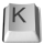 Two grayscale pixelated icons display a stylized 'K' on rounded rectangular backgrounds with subtle shading effects.