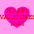 Four identical pink heart-shaped icons with red text 'HAPPY VALENTINE'S DAY' on a light pink background, arranged in two of two