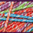 Pixelated image with colorful abstract background and cyan text reading 'pixy stix are crack in a tub' on the right side.
