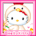 Hello Kitty avatar in chicken costume with pink border, holding flower and stars, text 'HelloKitty' below.