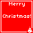 Red square icon with white text "Merry Christmas!" and a small pixelated tree in the bottom-right corner.