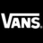 Three white 'VANS.' logos on black background with one gray square , two identical top icons and a single bottom-left icon