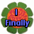 A flower-shaped icon with green petals and a red-orange center displays sequential text: 'I Finally', then 'Found My', finally 'LOVEBUG' in blue pixelated letters.